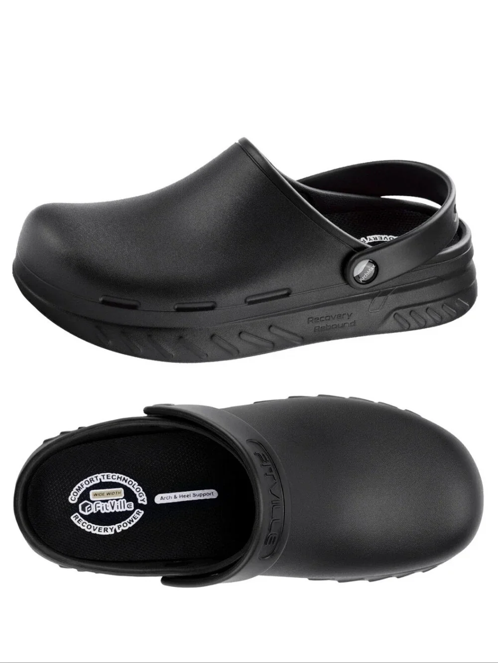 FitVille Men's Slip-Resistant Work Sandals Wide Chef  Water-Resistant Sz. 14
